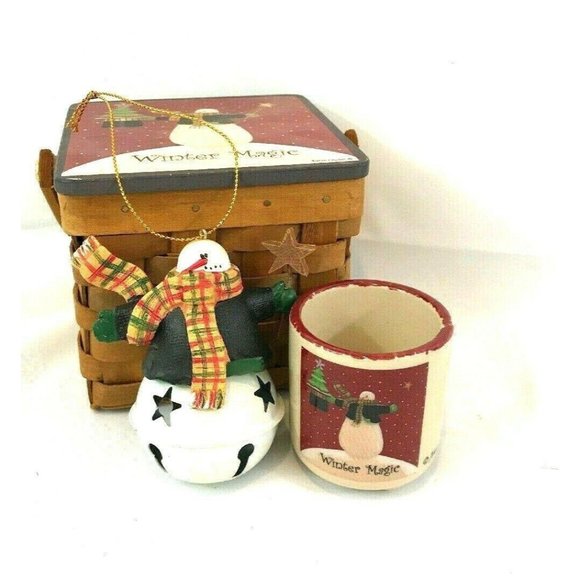 3 pc Snowman themed gift set Ornament Tea Light